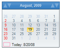 Calendar in blue theme